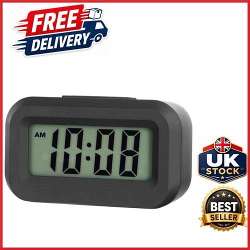 Black travel alarm clock - black,